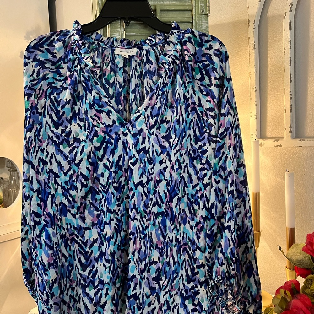 Blue and Purple Patterned Blouse